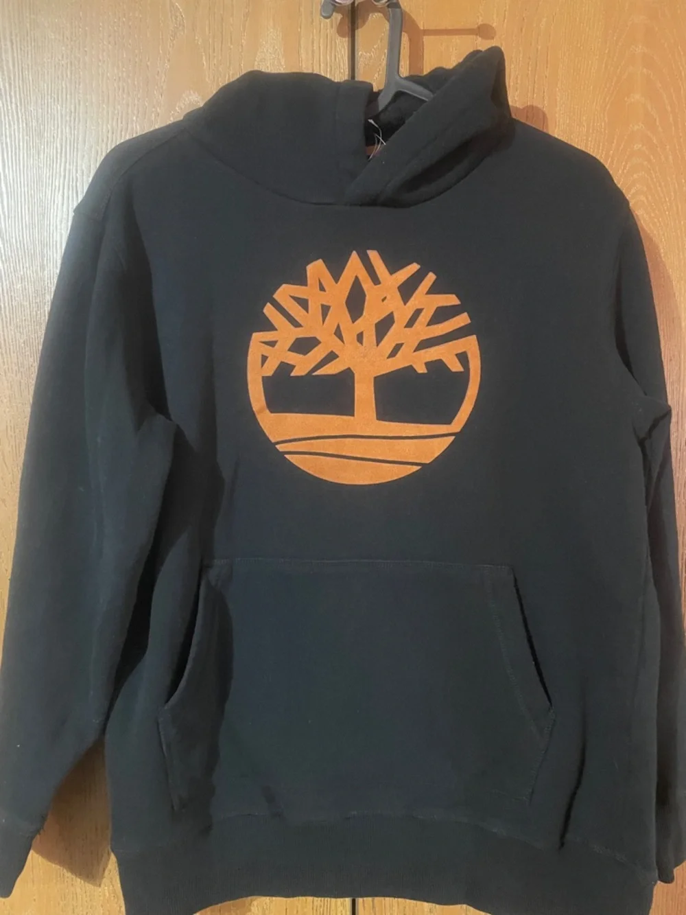 NWOT Timberland Black Hoodie with Orange Tree Logo 14-16 - Picture 1 of 4